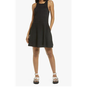 BP. Sleeveless Rib Scoop Neck Mini Tank Dress In Black Size S